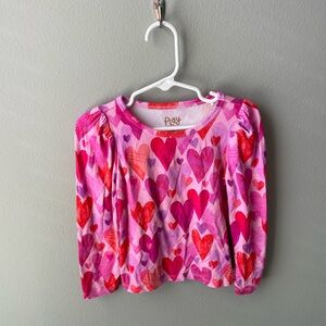 Little Sleepies Pink Hearts & Crafts Puff Sleeve Bamboo Long Sleeve Shirt